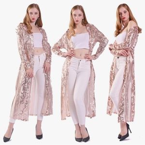 Long Gold Sequin Cardigan